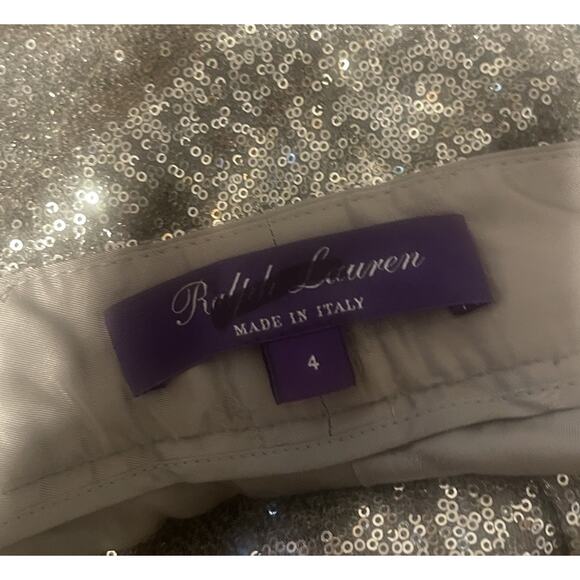 Ralph Lauren Purple Label Womens 4 Silver High-Waisted Sequin Trousers EUC - Picture 8 of 8